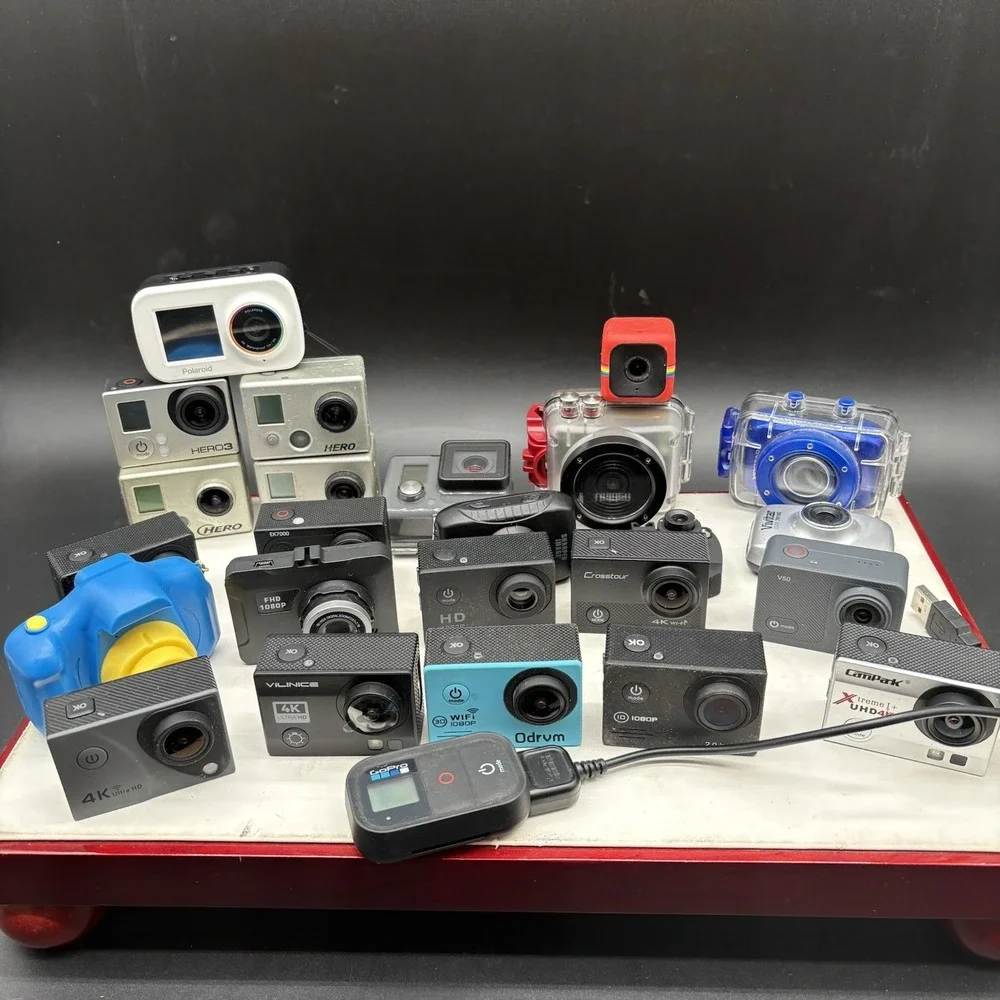 Lot 24 Action Cameras GoPro Hero Polaroid 4K Waterproof Bundle Parts Repair